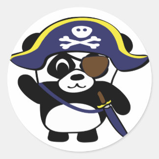 Adesivo Redondo Panda no Marinho Blue Pirate Costume