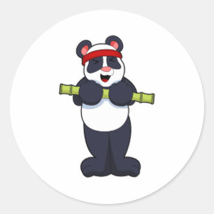 Adesivo Redondo Panda no Work out com Bamboo Weight
