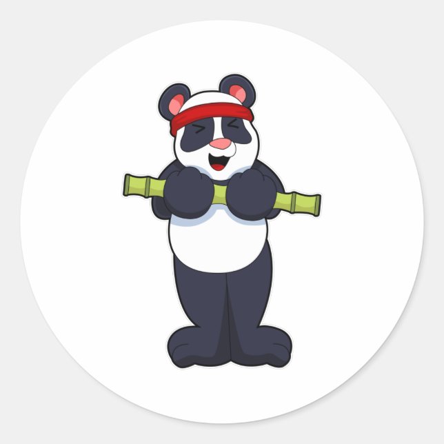 Adesivo Redondo Panda no Work out com Bamboo Weight (Frente)