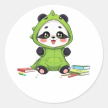 Panda numa fantasia de dinossauro
