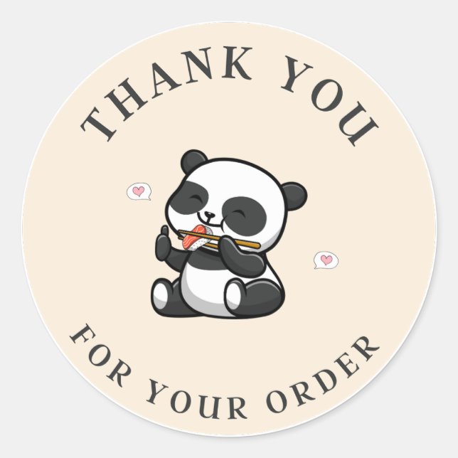 Adesivo Redondo Panda Obrigado Sticker (Frente)