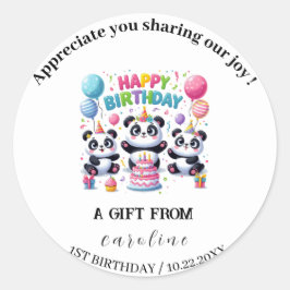 Adesivo Redondo Panda para a Celebração de Aniversário