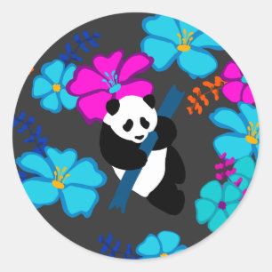 Adesivo Redondo Panda Paradise Bloom