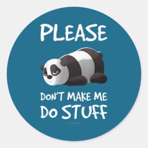 Adesivo Redondo Panda Preguiçoso Por Favor Não