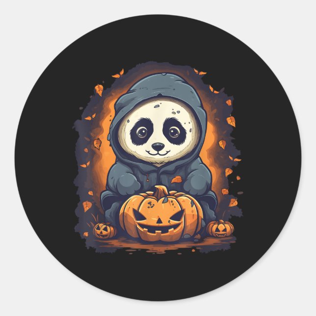 Adesivo Redondo Panda Pumpkin Panda Halloween (Frente)