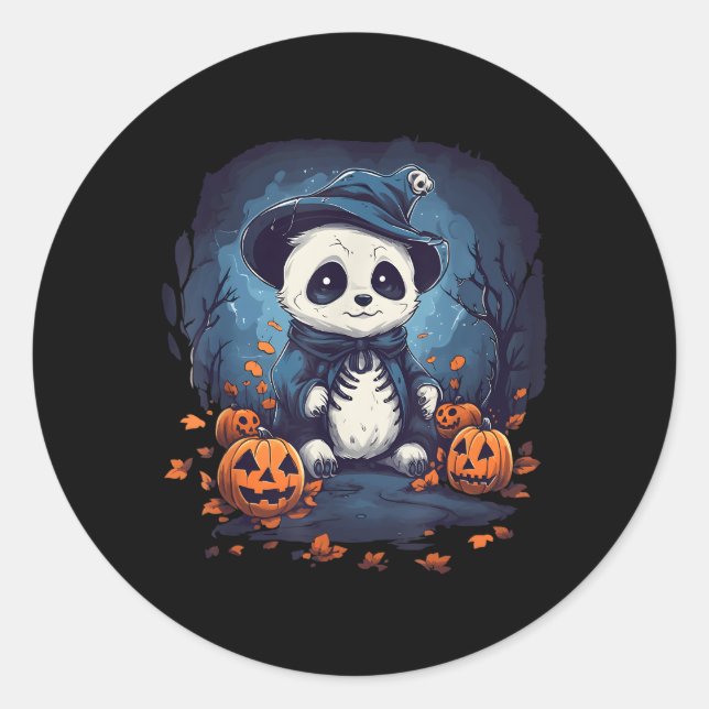 Adesivo Redondo Panda Pumpkin Panda Halloween (Frente)