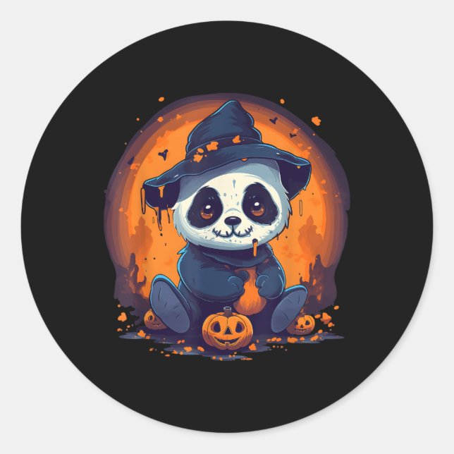 Adesivo Redondo Panda Pumpkin Panda Halloween (Frente)