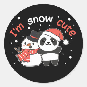 Adesivo Redondo Panda, sou Snow Cute Snowman Snowman Pun Classic R