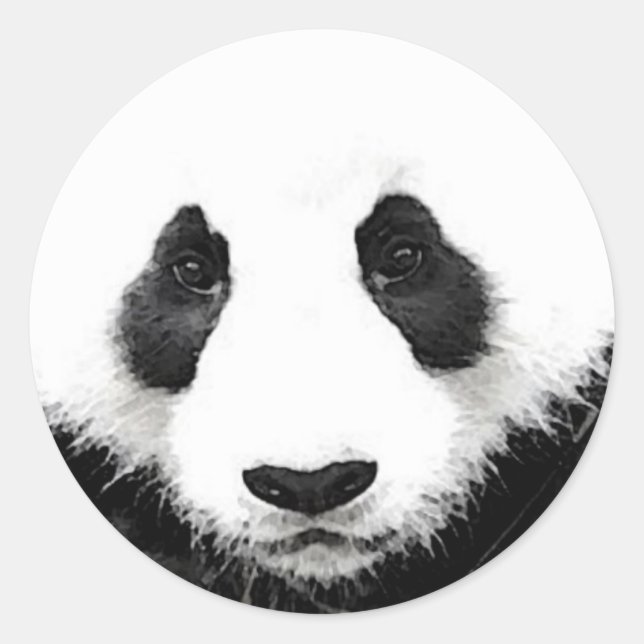 Adesivo Redondo Panda Trabalho de arte Round Sticker Black & White (Frente)