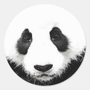 Adesivo Redondo Panda Trabalho de arte Round Sticker Black & White