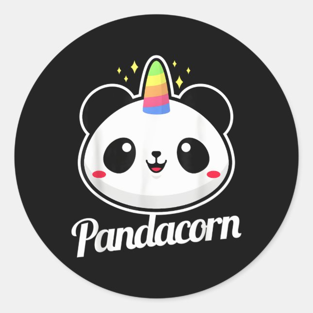 Adesivo Redondo Panda Unicorn Animal Pandacorn (Frente)