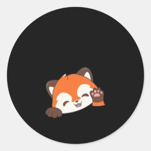 Adesivo Redondo Panda Vermelha Biodegradável! Vinheta verde fresca