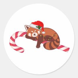 Adesivo Redondo Panda Vermelha de Natal