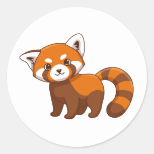 Adesivo Redondo Panda Vermelho Fofo