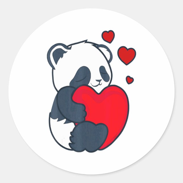 Adesivo Redondo Panda Women Valentines Day Girlfriend Heart  (Frente)