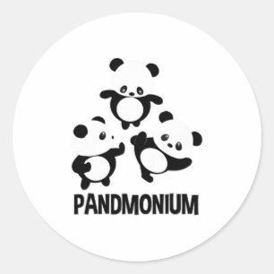 Adesivo Redondo Pandamónio TShirt Engraçado Panda Bear Pun Tee