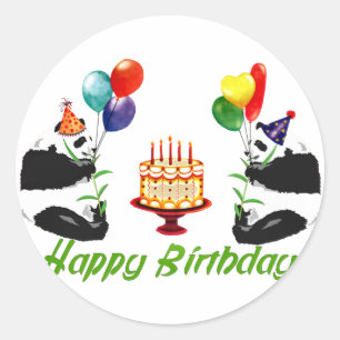 Adesivo Redondo Pandas do aniversário