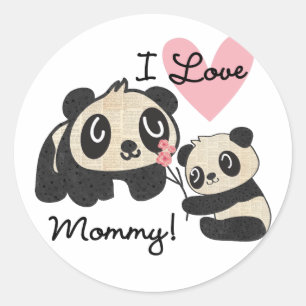 Adesivo Redondo Pandas eu amo mamães