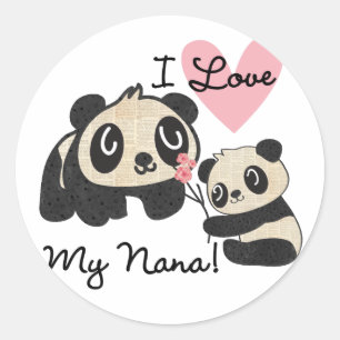 Adesivo Redondo Pandas I Love My Nana
