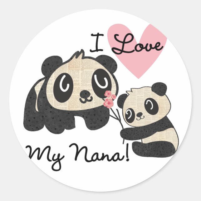 Adesivo Redondo Pandas I Love My Nana (Frente)