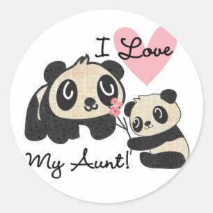 Adesivo Redondo Pandas I Love My tia