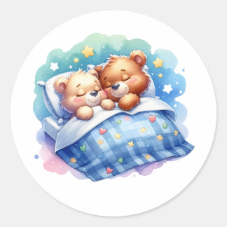 Adesivo Redondo Pandas que Dormem Suavemente na Cama