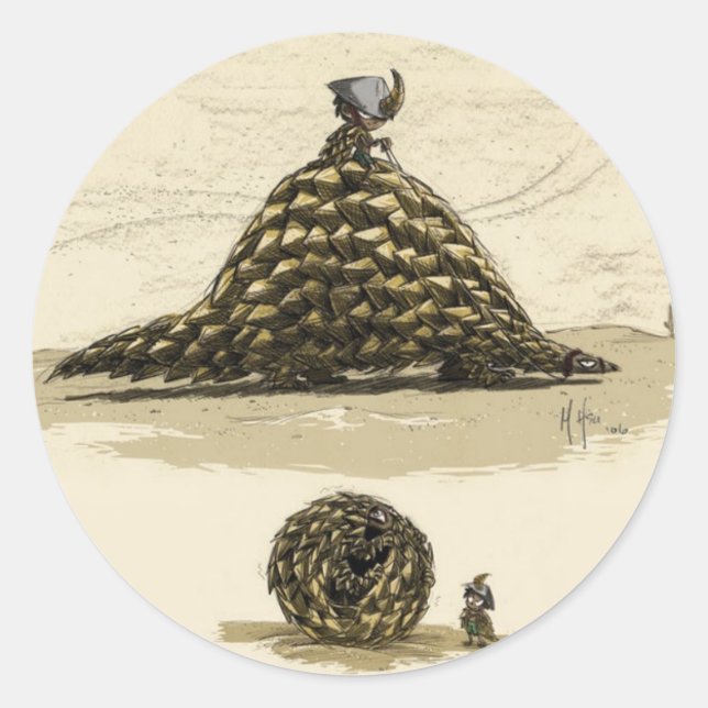 Adesivo Redondo Pangolin Warrior (Frente)