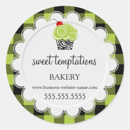 Adesivo Redondo Panificação da Xadrez de Cherry Buffalo