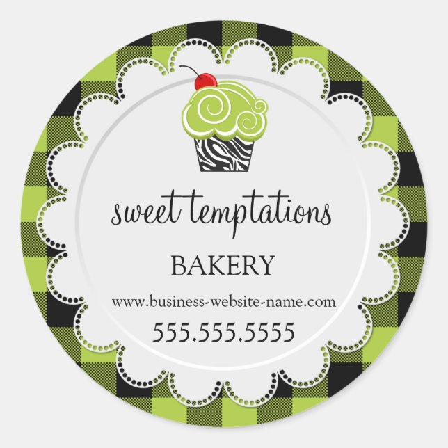 Adesivo Redondo Panificação da Xadrez de Cherry Buffalo (Frente)