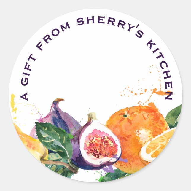 Adesivo Redondo Panificação de frutas de cor aquosa (Frente)