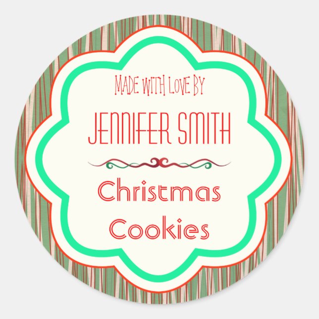 Adesivo Redondo Panificação de Natal Feriado Cookies cozidos (Frente)