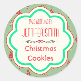 Adesivo Redondo Panificação de Natal Feriado Cookies cozidos