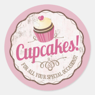 Adesivo Redondo Panificação de panificação de cupcakes cor-de-rosa