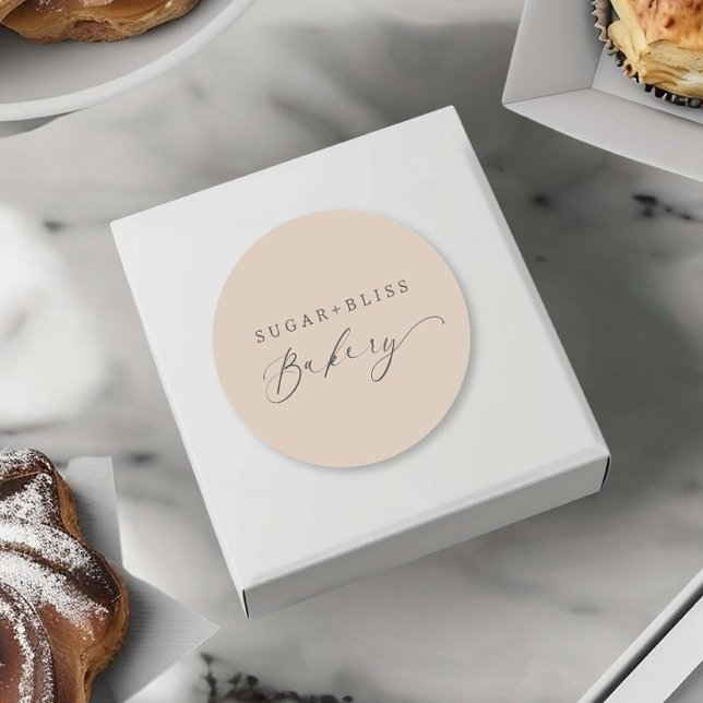 Adesivo Redondo Panificação de Script Manuscrito Moderno e Castanh (Criador carregado)