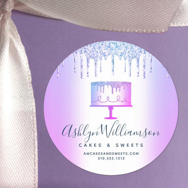 Adesivo Redondo Panificação Roxo Lixeiras Tortas Chef Chic (Criador carregado)