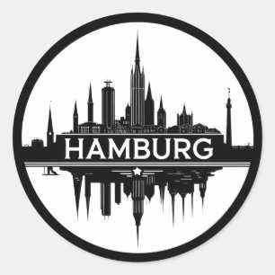 Adesivo Redondo Panorama de Hamburgo, Alemanha – Paisagem Urbana V