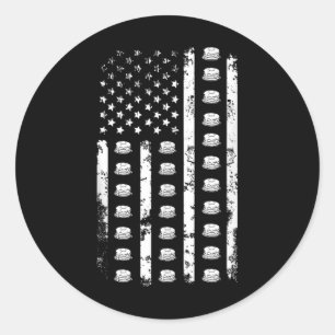 Adesivo Redondo Panquecas Bandeira Americana Comida EUA Patriotism