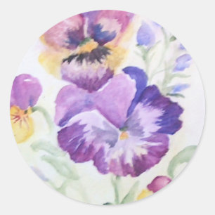Adesivo Redondo Pansies da aguarela