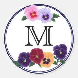 Adesivo Redondo Pansies Floral Monogramas