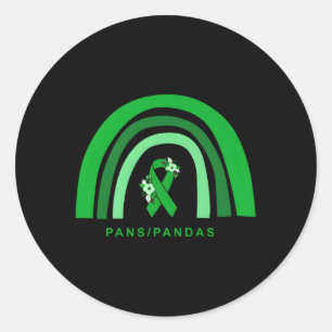 Adesivo Redondo Panspandas Sensibilização Floral Fita Verde Arco-Í