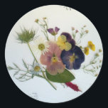 Adesivo Redondo Pansy Bouquet Sticker<br><div class="desc">Pansies and Lovely Friends make a beautiful stickers for your mail and packages .I chose this arrangement from my garden and nearby flora. I pressed them in my microwave dryer. They are also a good choice for decorating bookmarks and notecards.</div>
