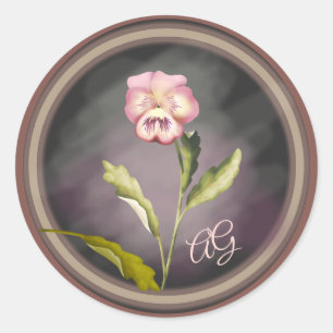 Adesivo Redondo Pansy Pintado com Iniciais
