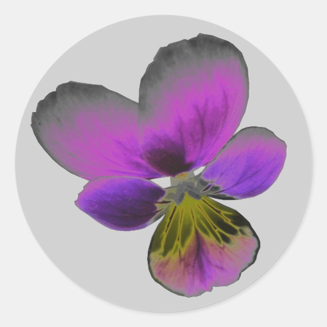 Adesivo Redondo Pansy Wild Dark Purple Sticker (Frente)