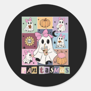 Adesivo Redondo Pantasmas Mexicano Halloween Ghost Spooky Conchas