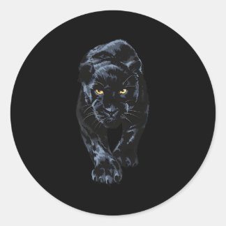 Adesivo Redondo Pantera Negra Caminhando Por Leopardo Animal Jagua