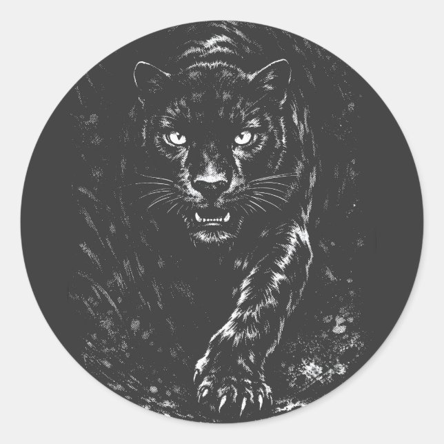 Adesivo Redondo Pantera Negra — por BurnsInHell (Frente)
