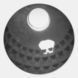 Adesivo Redondo Pantheon Light Skull Roma Itália Preto e Branco