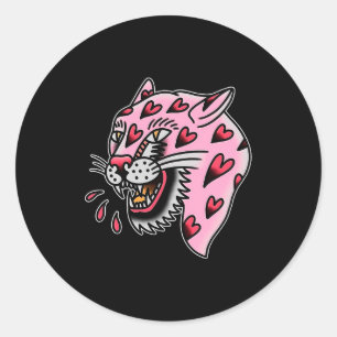 Adesivo Redondo Panther Rosa X Coração Amor Tradicional Flash Prem