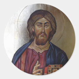 Adesivo Redondo Pantocrator do cristo - Ícone de Estilo Bizantino