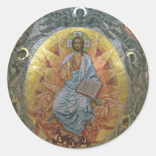 Adesivo Redondo Pantocrator Jesus Cristo Senhor de Todos os Ícones